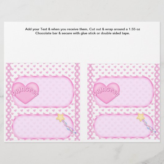 2 Prinses Birthday Custom Snoep Bar Wrappers Flyer (Voorkant)
