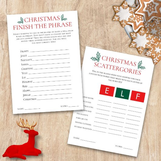2 Printable Christmas Games Scattegories Card Kaart