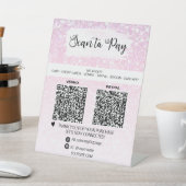 *~* 2 QR BETALING - Roze Tafel Tafel Tent Reclamebord Met Voetstuk (Insitu)
