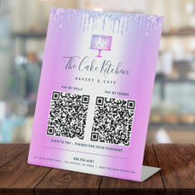 2 QR Code Betaal hier Paarse Cake Bakkerij Glitter