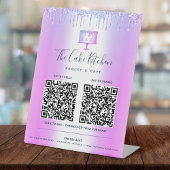 2 QR-code Betaal hier Paarse koffiebakkerij Glitte Reclamebord Met Voetstuk