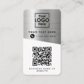 2 QR-codes 2 bedrijfslogo's & 2 contacten zilver Visitekaartje (Voorkant)