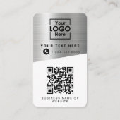 2 QR-codes 2 bedrijfslogo's & 2 contacten zilver Visitekaartje (Achterkant)