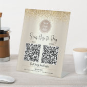2 QR-codes Aangepast logo Goud glitterscan Betaal Reclamebord Met Voetstuk (Insitu)