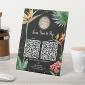 2 QR Codes Betaal hier Logo Tropische Palm Zwart G Reclamebord Met Voetstuk (Insitu)