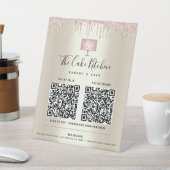 2 QR CODES Betaal hier Roze Cake Bakkerij Glitters Reclamebord Met Voetstuk (Insitu)