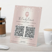 2 QR-codes Betaal hier Roze Gouden Glitter Drips S Reclamebord Met Voetstuk (Insitu)