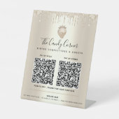 2 QR-codes betalen hier Gold Glitter Drives Strawb Reclamebord Met Voetstuk (Voorkant)