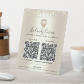 2 QR-codes betalen hier Gold Glitter Drives Strawb Reclamebord Met Voetstuk (Insitu)