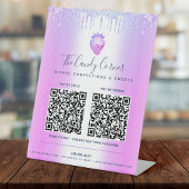 2 QR-codes betalen hier Paarse glitter Drip aardbe Reclamebord Met Voetstuk