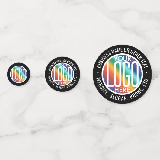 2 QR-codes Generator & Business Logo Black Table Confetti (Voorkanten)