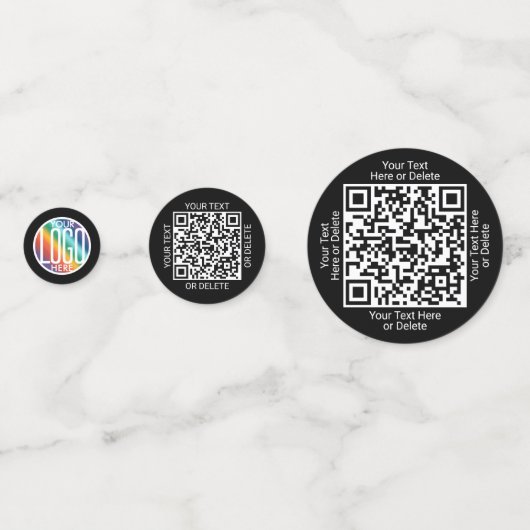 2 QR-codes Generator & Business Logo Black Table Confetti (Achterkanten)