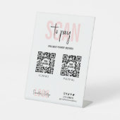 2 QR Codes Scan om Vrouwelijke Roze Betaling te Be Reclamebord Met Voetstuk (Voorkant)