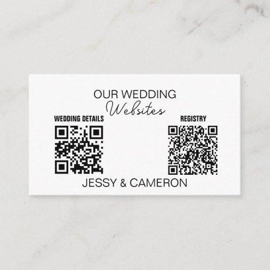2 QR-codes Trouwwebsite Trouwregister Foto Informatiekaartje (Voorkant)