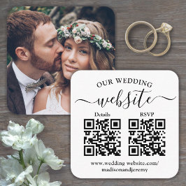 2 QR-codes Weddenschap Website en RSVP Square foto Informatiekaartje