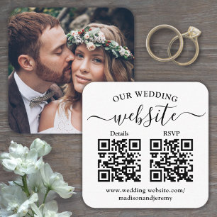 2 QR-codes Weddenschap Website en RSVP Square foto Informatiekaartje