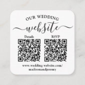 2 QR-codes Weddenschap Website en RSVP Square foto Informatiekaartje (Voorkant)