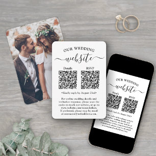 2 QR-codes Wedding RSVP Photo Enclosure Kaart