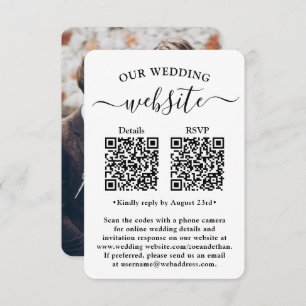 2 QR-codes Wedding RSVP Photo Enclosure Kaart