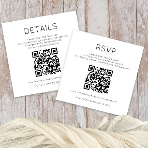 2 QR Codes Zwart Wit Bruiloft Details RSVP Informatiekaartje