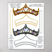 2 Queen of Hearts Crown Tiara Party Pet Printables Poster (Voorkant)