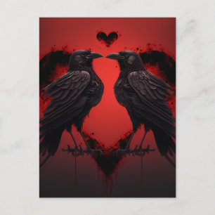 2 Raven en Gothic Heart Briefkaart