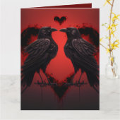 2 Raven en Gothic Heart Kaart (Gele Bloem)