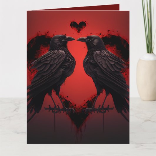 2 Raven en Gothic Heart Kaart (Voorkant)