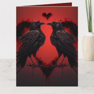 2 Raven en Gothic Heart Kaart