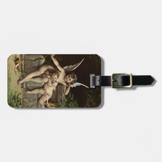 2 retro cupido's zitten bagagelabel (Voorkant horizontaal)