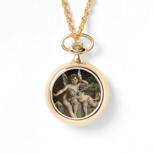 2 retro cupido's zitten horloge