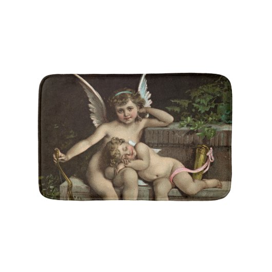2 retro cupids zittende badmat (Voorkant)
