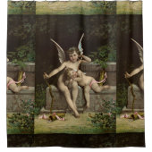 2 retro cupids zittende douchegordijn (Voorkant)