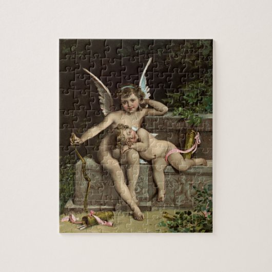 2 retro cupids zittende legpuzzel (Verticaal)