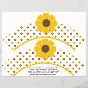 2 Retro Flower Birthday Custom Cupcake Wrappers Flyer