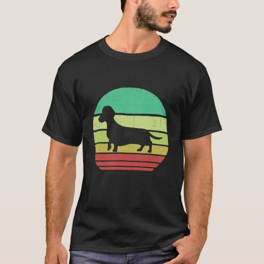 2 Retro Sunset Doxie Dachshund Hondenras S T-shirt (Voorkant)
