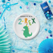 2-Rex Dinosaur 2e verjaardag Borden Papieren Bordje (Feest)