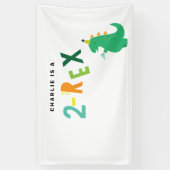 2-REX Dinosaur party Banner for 2nd Birthday Boy (Verticaal)