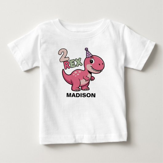 2-Rex Roze Dinosaurussen 2e Verjaardag Meisje Shir (Voorkant)