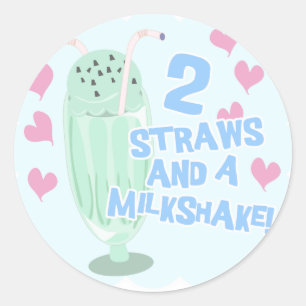 2 riemen en een melkschudder ronde sticker