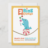 2-Ring Circus Dierenzegel 2e Verjaardag uitnodigin Kaart (Voorkant)