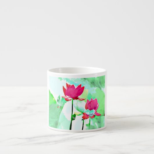 2 rode bloemen espresso kop (Voorkant)