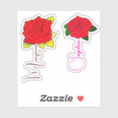 (2 rode bloemen voor meisjes) Handgeschreven scrip Sticker (Vel)