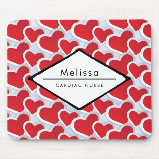 2 Rode harten Herhalend Patroon Cutaan Cadiale Neu Muismat (Voorkant)