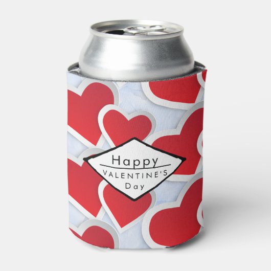 2 Rode Harten Herhalend Patroon Cute Blikjeskoeler (Blikje Voorkant)