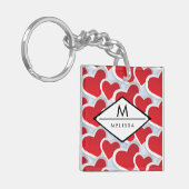 2 Rode harten Herhalend Patroon Kute Custom Sleutelhanger (Voorkant Links)