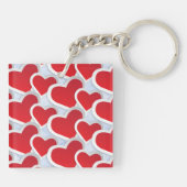 2 Rode harten Herhalend Patroon Kute Custom Sleutelhanger (Achterkant)