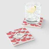 2 Rode harten Herhalend Patroon Kute Custom Stenen Onderzetter (Zijkant)