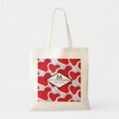 2 Rode harten Herhalend Patroon Kute Custom Tote Bag (Voorkant)