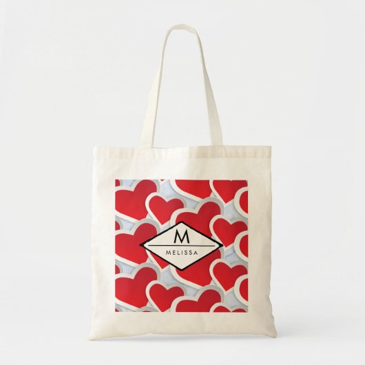 2 Rode harten Herhalend Patroon Kute Custom Tote Bag (Voorkant)